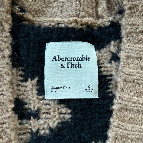 Abercrombie Women's Small Chunky Sweater Cardigan Animal Print Soft Wool Blend - Picture 2 of 10